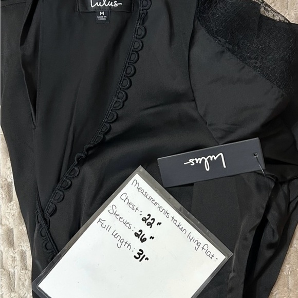 Lulu's Elegant Black Lace-Trimmed Satin Romper - Picture 6 of 9